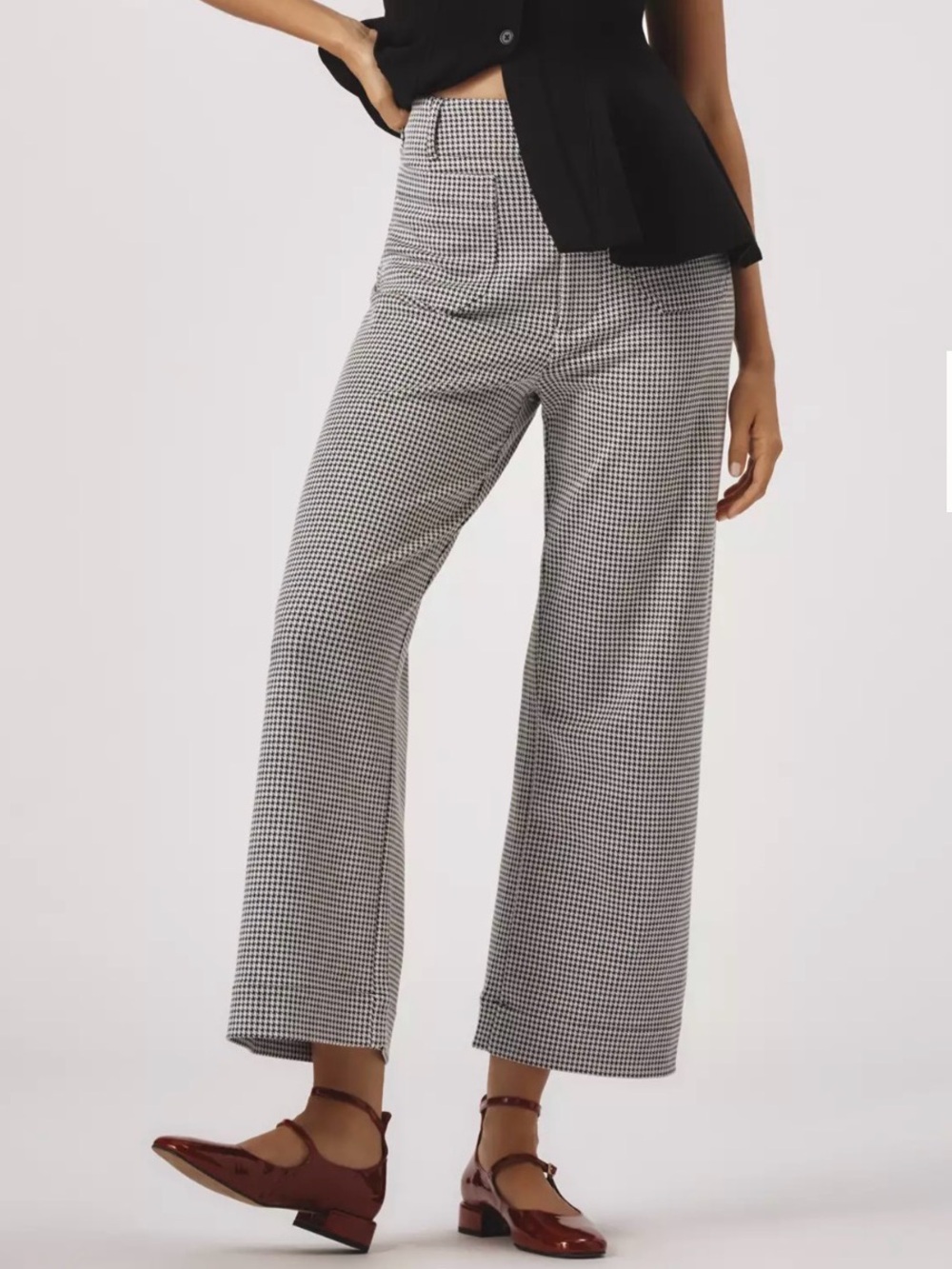 The Colette Houndstooth Crop Wide-Leg Pants by Maeve size 27 Anthropologie